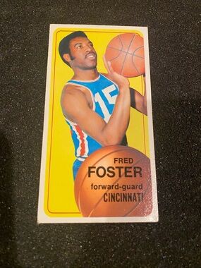 Topps Fred Foster Basketball Card with Bright Yellow Background